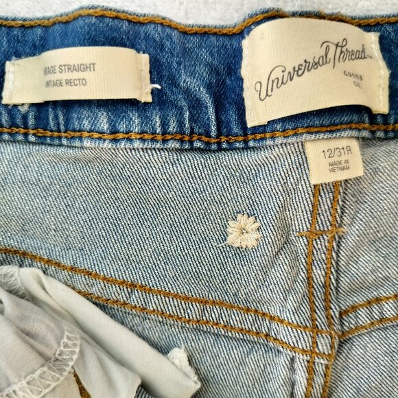 UNIVERSAL THREAD Size 12 Vintage Straight High Rise Floral Embroyered Boho - Picture 4 of 8